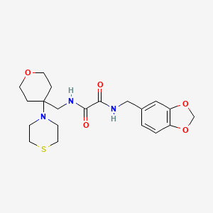 molecular formula C20H27N3O5S B2928153 N-[(2H-1,3-benzodioxol-5-yl)methyl]-N'-{[4-(thiomorpholin-4-yl)oxan-4-yl]methyl}ethanediamide CAS No. 2415563-60-7