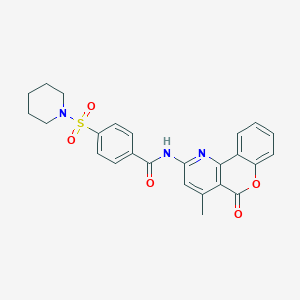 molecular formula C25H23N3O5S B2928156 N-(4-methyl-5-oxo-5H-chromeno[4,3-b]pyridin-2-yl)-4-(piperidin-1-ylsulfonyl)benzamide CAS No. 851411-70-6
