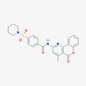 N-(4-methyl-5-oxo-5H-chromeno[4,3-b]pyridin-2-yl)-4-(piperidin-1-ylsulfonyl)benzamide