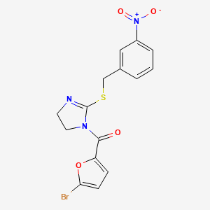 molecular formula C15H12BrN3O4S B2928169 (5-bromofuran-2-yl)(2-((3-nitrobenzyl)thio)-4,5-dihydro-1H-imidazol-1-yl)methanone CAS No. 851808-91-8
