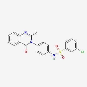 molecular formula C21H16ClN3O3S B2928172 3-chloro-N-(4-(2-methyl-4-oxoquinazolin-3(4H)-yl)phenyl)benzenesulfonamide CAS No. 898439-00-4