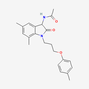 molecular formula C22H26N2O3 B2928174 N-(5,7-dimethyl-2-oxo-1-(3-(p-tolyloxy)propyl)indolin-3-yl)acetamide CAS No. 1009415-69-3