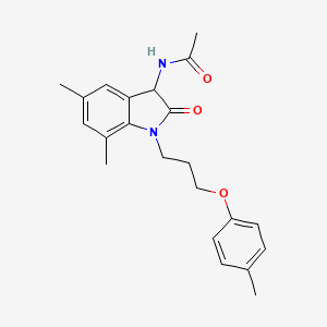N-(5,7-dimethyl-2-oxo-1-(3-(p-tolyloxy)propyl)indolin-3-yl)acetamide