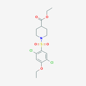 molecular formula C16H21Cl2NO5S B2928178 ETHYL 1-(2,5-DICHLORO-4-ETHOXYBENZENESULFONYL)PIPERIDINE-4-CARBOXYLATE CAS No. 876723-05-6
