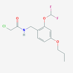molecular formula C13H16ClF2NO3 B2928183 2-Chloro-N-[[2-(difluoromethoxy)-4-propoxyphenyl]methyl]acetamide CAS No. 2411201-24-4