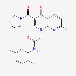 N-(2,5-dimethylphenyl)-2-(7-methyl-4-oxo-3-(pyrrolidine-1-carbonyl)-1,8-naphthyridin-1(4H)-yl)acetamide