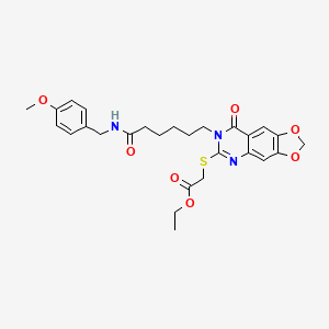 Ethyl 2-[[7-[6-[(4-methoxyphenyl)methylamino]-6-oxohexyl]-8-oxo-[1,3]dioxolo[4,5-g]quinazolin-6-yl]sulfanyl]acetate