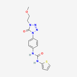 molecular formula C15H16N6O3S B2928237 1-(4-(4-(2-methoxyethyl)-5-oxo-4,5-dihydro-1H-tetrazol-1-yl)phenyl)-3-(thiophen-2-yl)urea CAS No. 1396881-22-3