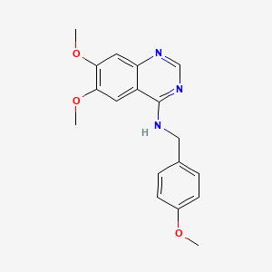molecular formula C18H19N3O3 B2928239 6,7-dimethoxy-N-[(4-methoxyphenyl)methyl]quinazolin-4-amine CAS No. 167410-63-1
