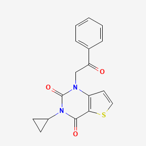 molecular formula C17H14N2O3S B2928243 3-Cyclopropyl-1-phenacylthieno[3,2-d]pyrimidine-2,4-dione CAS No. 2380033-54-3