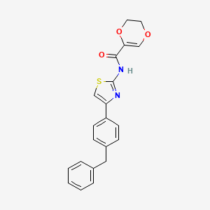 N-(4-(4-benzylphenyl)thiazol-2-yl)-5,6-dihydro-1,4-dioxine-2-carboxamide