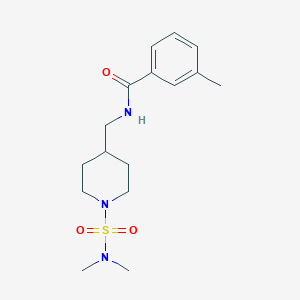 molecular formula C16H25N3O3S B2928260 N-((1-(N,N-dimethylsulfamoyl)piperidin-4-yl)methyl)-3-methylbenzamide CAS No. 2034421-70-8
