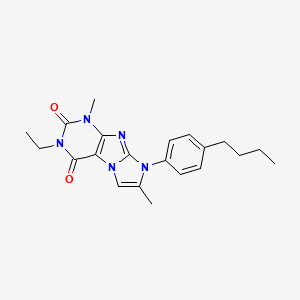 molecular formula C21H25N5O2 B2928264 8-(4-butylphenyl)-3-ethyl-1,7-dimethyl-1H-imidazo[2,1-f]purine-2,4(3H,8H)-dione CAS No. 896299-91-5