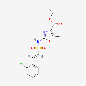 molecular formula C15H15ClN2O5S B2928275 Ethyl 2-[[(E)-2-(2-chlorophenyl)ethenyl]sulfonylamino]-5-methyl-1,3-oxazole-4-carboxylate CAS No. 1808884-61-8