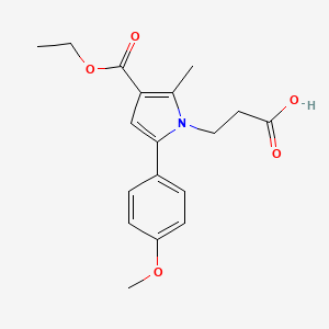 molecular formula C18H21NO5 B2928280 3-[3-(ethoxycarbonyl)-5-(4-methoxyphenyl)-2-methyl-1H-pyrrol-1-yl]propanoic acid CAS No. 853104-97-9