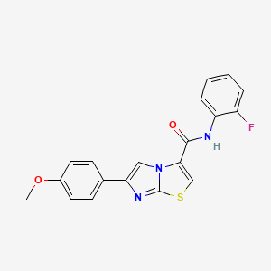 molecular formula C19H14FN3O2S B2928292 N-(2-fluorophenyl)-6-(4-methoxyphenyl)imidazo[2,1-b][1,3]thiazole-3-carboxamide CAS No. 1021218-34-7