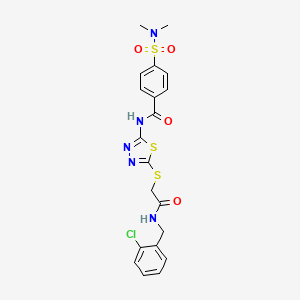 molecular formula C20H20ClN5O4S3 B2928312 N-(5-((2-((2-氯苄基)氨基)-2-氧代乙基)硫)-1,3,4-噻二唑-2-基)-4-(N,N-二甲基磺酰胺)苯甲酰胺 CAS No. 896032-06-7