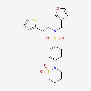 4-(1,1-dioxido-1,2-thiazinan-2-yl)-N-(furan-3-ylmethyl)-N-(2-(thiophen-2-yl)ethyl)benzenesulfonamide
