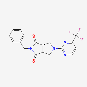 molecular formula C18H15F3N4O2 B2928318 5-Benzyl-2-[4-(trifluoromethyl)pyrimidin-2-yl]-1,3,3a,6a-tetrahydropyrrolo[3,4-c]pyrrole-4,6-dione CAS No. 2415471-89-3