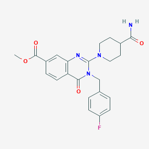 molecular formula C23H23FN4O4 B2928321 Methyl 2-(4-carbamoylpiperidin-1-yl)-3-(4-fluorobenzyl)-4-oxo-3,4-dihydroquinazoline-7-carboxylate CAS No. 1251603-65-2