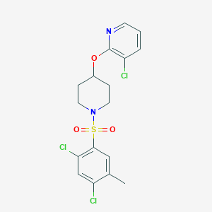 molecular formula C17H17Cl3N2O3S B2928328 3-Chloro-2-((1-((2,4-dichloro-5-methylphenyl)sulfonyl)piperidin-4-yl)oxy)pyridine CAS No. 1448060-95-4