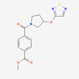 molecular formula C15H15N3O4S B2928354 Methyl 4-[3-(1,2,5-thiadiazol-3-yloxy)pyrrolidine-1-carbonyl]benzoate CAS No. 2097922-81-9
