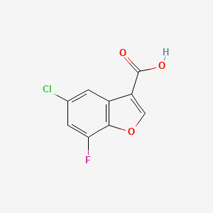molecular formula C9H4ClFO3 B2928359 5-Chloro-7-fluoro-1-benzofuran-3-carboxylic acid CAS No. 1508825-77-1
