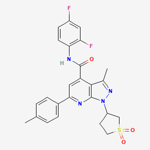 molecular formula C25H22F2N4O3S B2928369 N-(2,4-difluorophenyl)-1-(1,1-dioxidotetrahydrothiophen-3-yl)-3-methyl-6-(p-tolyl)-1H-pyrazolo[3,4-b]pyridine-4-carboxamide CAS No. 1105207-36-0