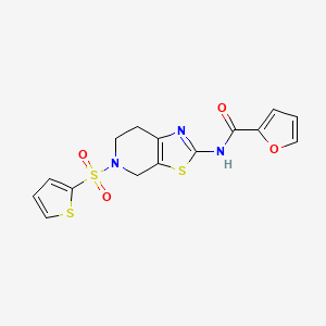 molecular formula C15H13N3O4S3 B2928372 N-(5-(thiophen-2-ylsulfonyl)-4,5,6,7-tetrahydrothiazolo[5,4-c]pyridin-2-yl)furan-2-carboxamide CAS No. 1351621-35-6