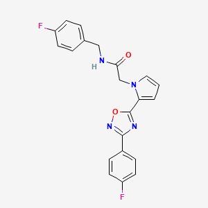 molecular formula C21H16F2N4O2 B2928384 N-(4-fluorobenzyl)-2-{2-[3-(4-fluorophenyl)-1,2,4-oxadiazol-5-yl]-1H-pyrrol-1-yl}acetamide CAS No. 1260925-35-6