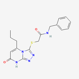 molecular formula C17H19N5O2S B2928397 N-benzyl-2-({7-oxo-5-propyl-7H,8H-[1,2,4]triazolo[4,3-a]pyrimidin-3-yl}sulfanyl)acetamide CAS No. 895004-93-0