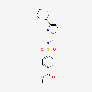 molecular formula C18H22N2O4S2 B2928416 methyl 4-(N-((4-cyclohexylthiazol-2-yl)methyl)sulfamoyl)benzoate CAS No. 2034335-92-5