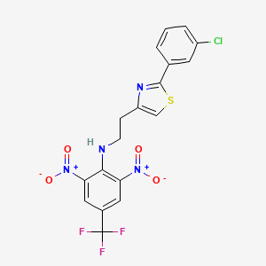 molecular formula C18H12ClF3N4O4S B2928417 N-{2-[2-(3-chlorophenyl)-1,3-thiazol-4-yl]ethyl}-2,6-dinitro-4-(trifluoromethyl)aniline CAS No. 861207-13-8