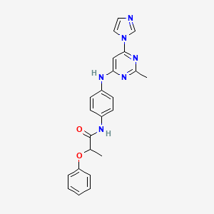 molecular formula C23H22N6O2 B2928432 N-(4-((6-(1H-imidazol-1-yl)-2-methylpyrimidin-4-yl)amino)phenyl)-2-phenoxypropanamide CAS No. 1203056-19-2