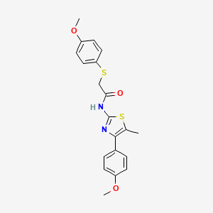 molecular formula C20H20N2O3S2 B2928461 N-(4-(4-methoxyphenyl)-5-methylthiazol-2-yl)-2-((4-methoxyphenyl)thio)acetamide CAS No. 923078-17-5