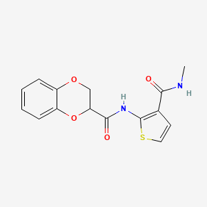 molecular formula C15H14N2O4S B2928462 N-(3-(methylcarbamoyl)thiophen-2-yl)-2,3-dihydrobenzo[b][1,4]dioxine-2-carboxamide CAS No. 864974-75-4