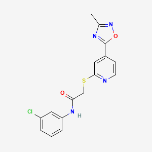 molecular formula C16H13ClN4O2S B2928480 N-(3-chlorophenyl)-2-((4-(3-methyl-1,2,4-oxadiazol-5-yl)pyridin-2-yl)thio)acetamide CAS No. 1251616-33-7