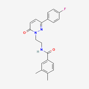 molecular formula C21H20FN3O2 B2928484 N-{2-[3-(4-fluorophenyl)-6-oxo-1,6-dihydropyridazin-1-yl]ethyl}-3,4-dimethylbenzamide CAS No. 921803-94-3