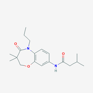 molecular formula C19H28N2O3 B2928522 N-(3,3-dimethyl-4-oxo-5-propyl-2,3,4,5-tetrahydro-1,5-benzoxazepin-8-yl)-3-methylbutanamide CAS No. 921565-90-4