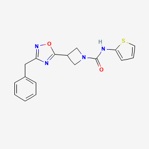 molecular formula C17H16N4O2S B2928537 3-(3-benzyl-1,2,4-oxadiazol-5-yl)-N-(thiophen-2-yl)azetidine-1-carboxamide CAS No. 1351611-29-4