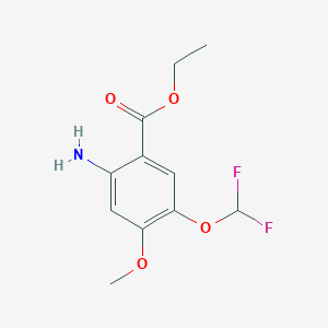 molecular formula C11H13F2NO4 B2928538 Ethyl 2-amino-5-(difluoromethoxy)-4-methoxybenzoate CAS No. 2287344-75-4