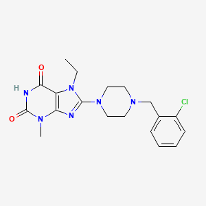 molecular formula C19H23ClN6O2 B2928542 8-(4-(2-chlorobenzyl)piperazin-1-yl)-7-ethyl-3-methyl-1H-purine-2,6(3H,7H)-dione CAS No. 878429-68-6