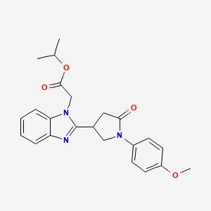 molecular formula C23H25N3O4 B2928554 propan-2-yl 2-{2-[1-(4-methoxyphenyl)-5-oxopyrrolidin-3-yl]-1H-1,3-benzodiazol-1-yl}acetate CAS No. 912902-95-5