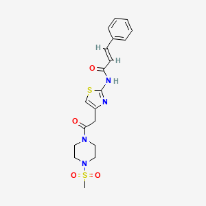 molecular formula C19H22N4O4S2 B2928555 N-(4-(2-(4-(methylsulfonyl)piperazin-1-yl)-2-oxoethyl)thiazol-2-yl)cinnamamide CAS No. 1207061-72-0
