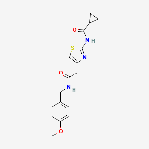 molecular formula C17H19N3O3S B2928601 N-[4-({[(4-methoxyphenyl)methyl]carbamoyl}methyl)-1,3-thiazol-2-yl]cyclopropanecarboxamide CAS No. 923139-66-6