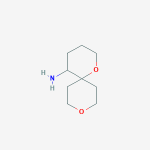 molecular formula C9H17NO2 B2928602 1,9-Dioxaspiro[5.5]undecan-5-amine CAS No. 2260933-10-4