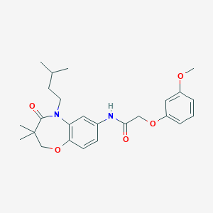 molecular formula C25H32N2O5 B2928654 N-(5-isopentyl-3,3-dimethyl-4-oxo-2,3,4,5-tetrahydrobenzo[b][1,4]oxazepin-7-yl)-2-(3-methoxyphenoxy)acetamide CAS No. 921843-37-0