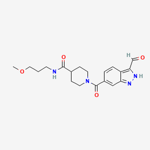 molecular formula C19H24N4O4 B2928659 1-(3-Formyl-2H-indazole-6-carbonyl)-N-(3-methoxypropyl)piperidine-4-carboxamide CAS No. 1445671-00-0
