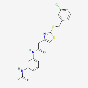 molecular formula C20H18ClN3O2S2 B2928665 N-(3-acetamidophenyl)-2-(2-((3-chlorobenzyl)thio)thiazol-4-yl)acetamide CAS No. 954044-82-7