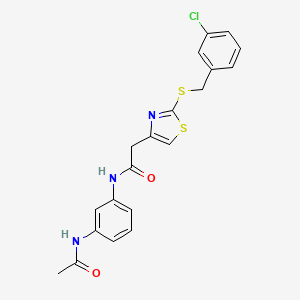 N-(3-acetamidophenyl)-2-(2-((3-chlorobenzyl)thio)thiazol-4-yl)acetamide